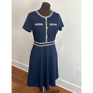 VFshow Women’s Navy A-Line Dress Size Medium Preppy Retro Style Classic Office